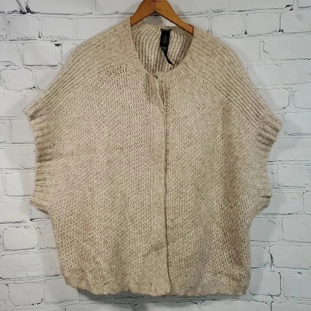 Black Label by Chico's Wool Poncho/ Sweater Full‎ Zip Sweater Size 2